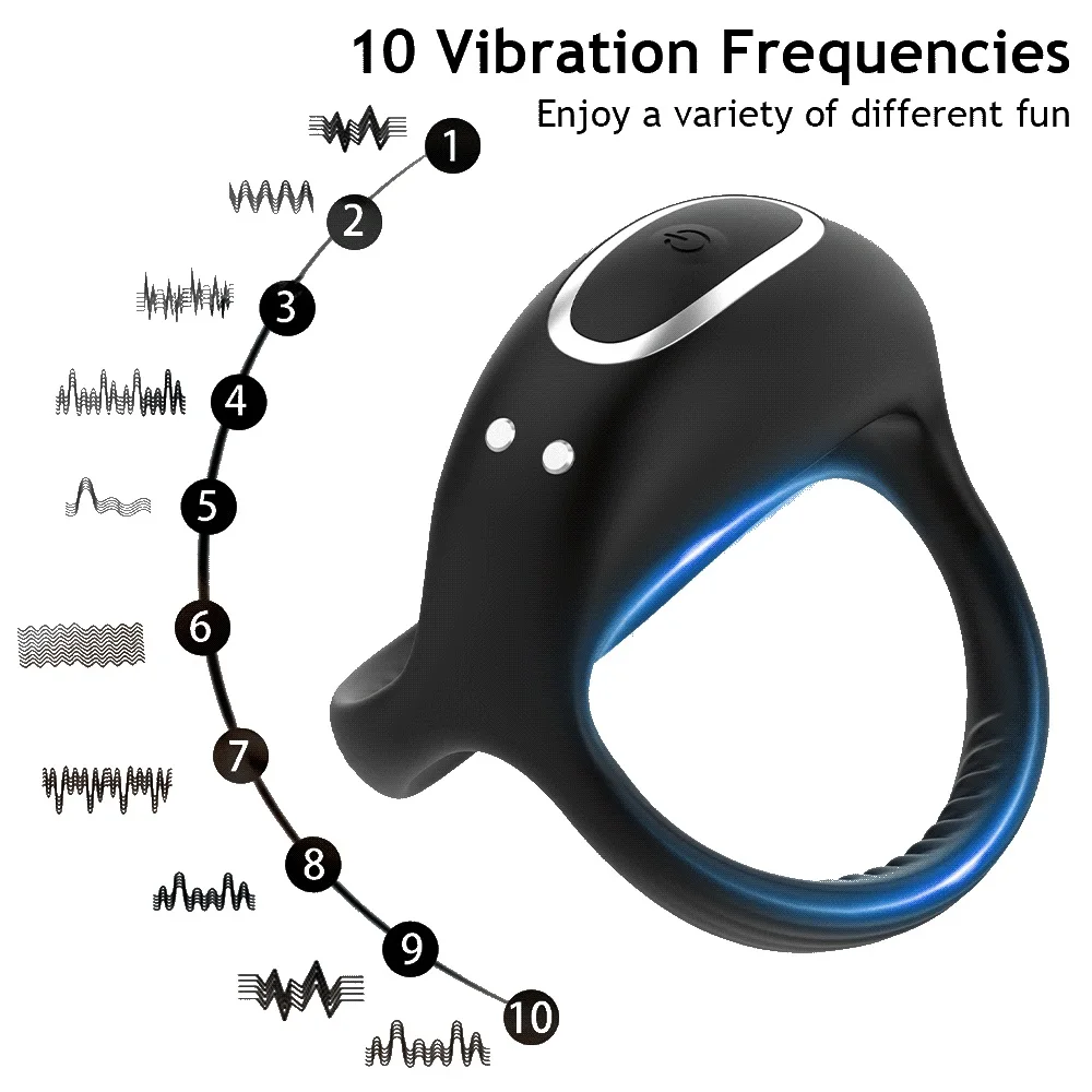 Male Silicone Penis Ring Wireless Ultra Soft CockRing 10 Vibration for Erection Enhancing Time Delay Ejaculation Sex Toy for Men - Image 2