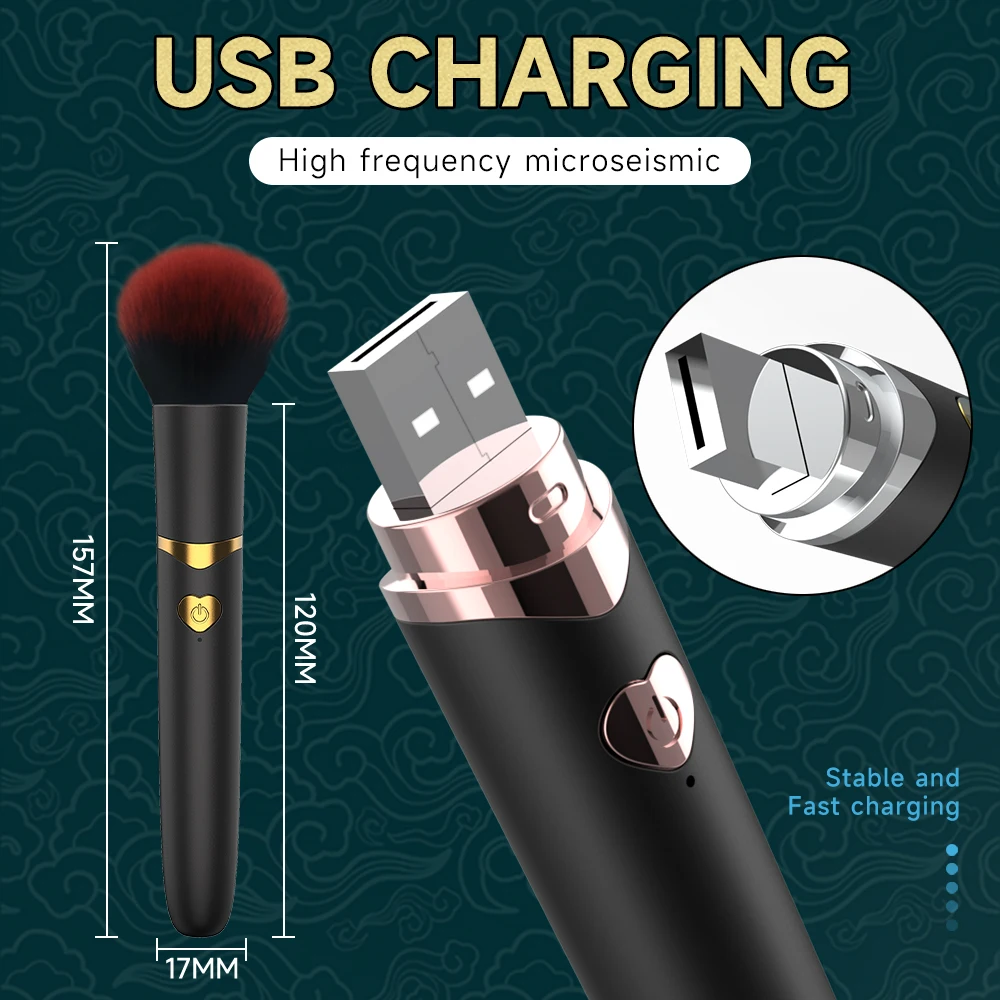 Makeup Brush G Spot Vibrator Sex Toys Powerful Vibrating Vagina Nipple Orgasm Stimulator USB Wireless Charging AV Stick Massager - Image 3