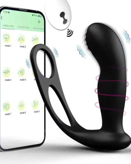 Male APP Anal Vibrator 3 in 1 Vibrating Cock Ring G Spot Prostate Massager 10 Speed Butt Plug Stimulator Couples Sex Toy for Men