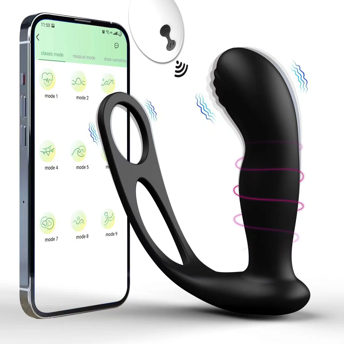 Male APP Anal Vibrator 3 in 1 Vibrating Cock Ring G Spot Prostate Massager 10 Speed Butt Plug Stimulator Couples Sex Toy for Men