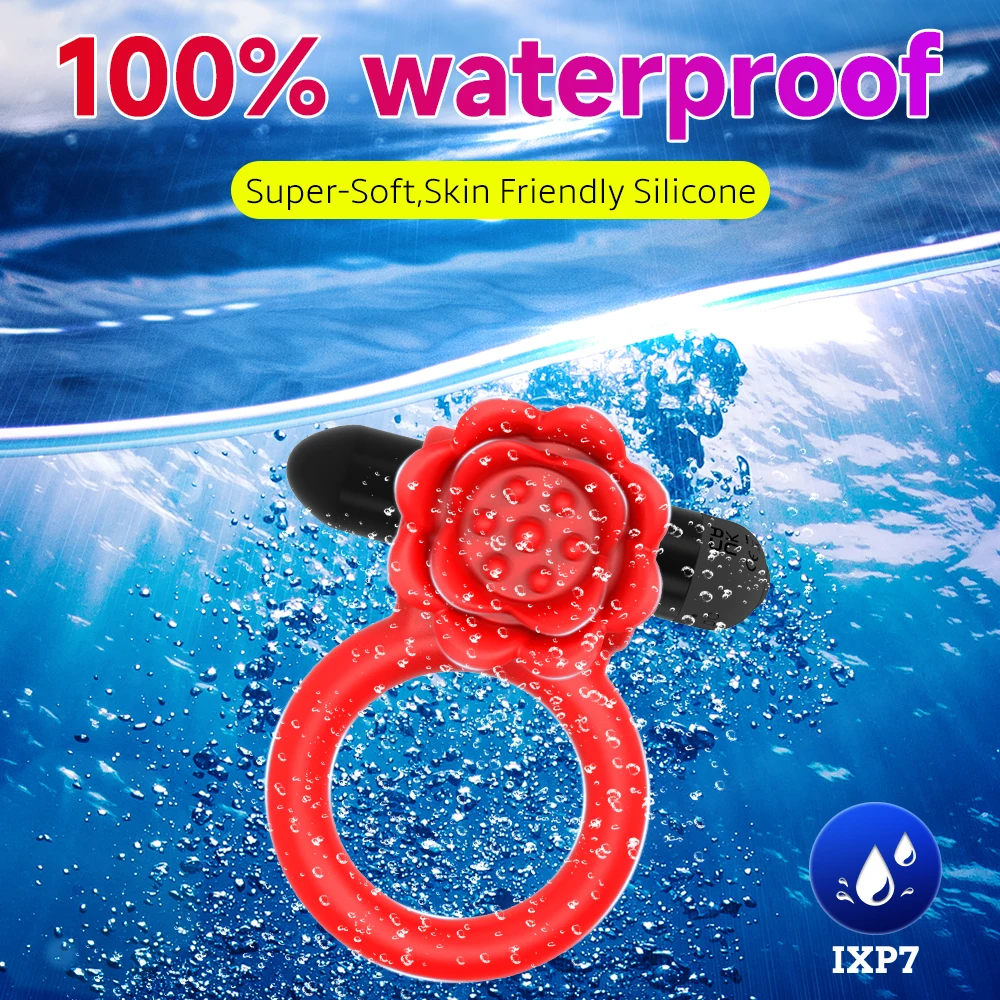 Rose Penis Ring Sex Toy for Man 10 Vibrations Pleasure Cock Rings Vibrator Clitoris Nipple G Spot Stimulator Adult Couples Goods - Image 5