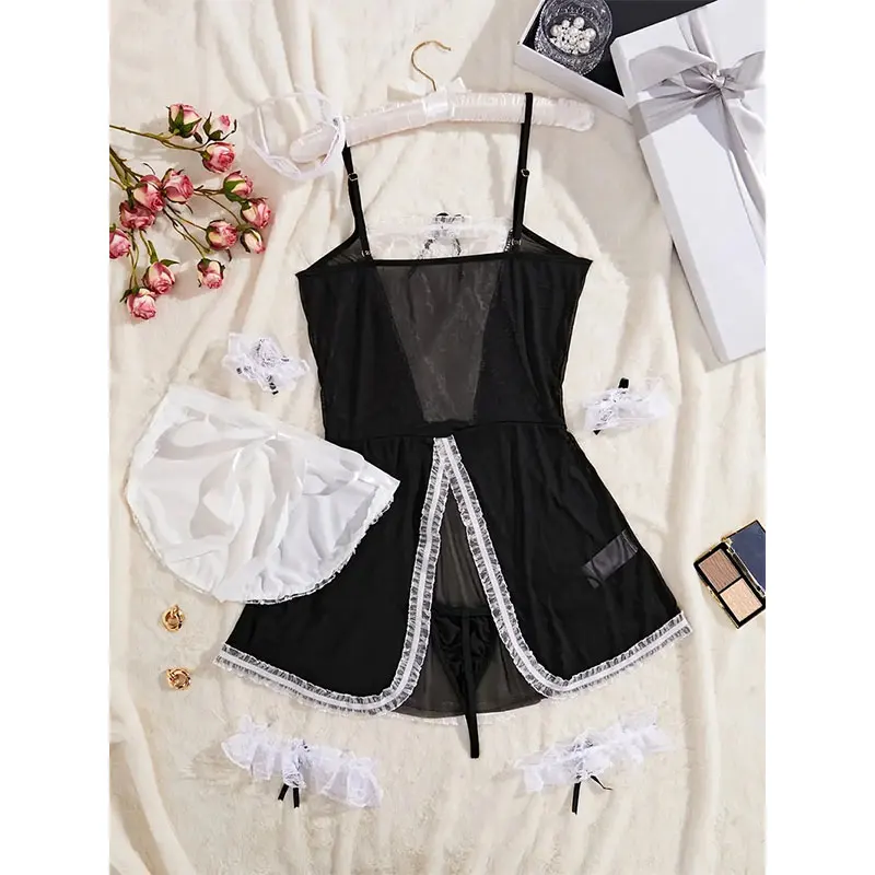 Crotchless Costumes Sexy Maid Dresses Erotic Bsby Doll Dress Cosplay Uniform Woman Hot Sale Lingerie sheer Adult Female Clothing - Image 5