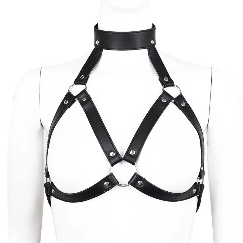 Sexy Leather Body Harness Belt with Mask BDSM Bondage Lingerie Chest Harness Strap for Enhanced Sensation - Image 6