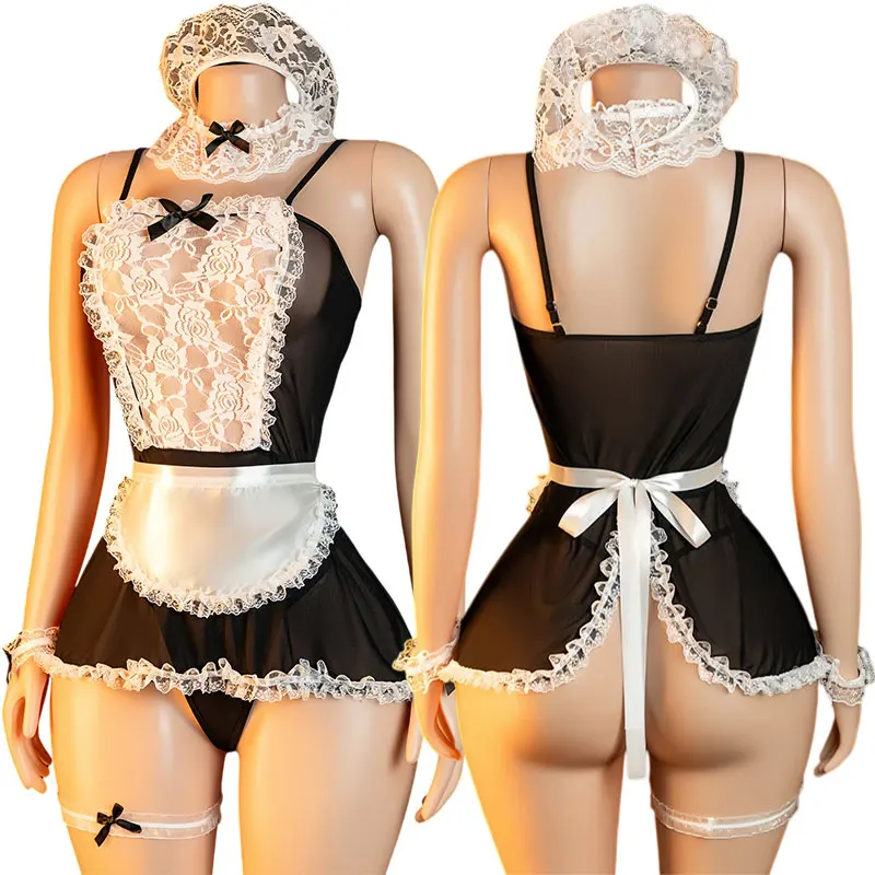 Crotchless Sexy Play Set Adult Women Desire Lingerie Erotic Suit For bold Intercourse Transparent Lace Uniform Secret Underwear