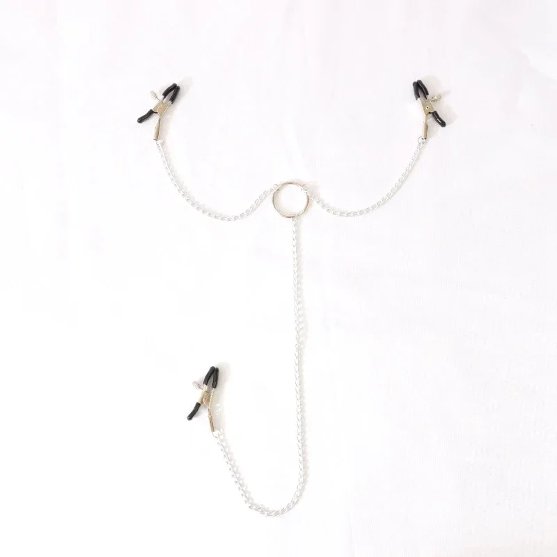 Adjustable Y-shaped Nipple Clitoris Nipple Clamp with Stainless Steel Metal Chain BDSM Flirting Breast-fed Sex Toy Stainless - Image 5