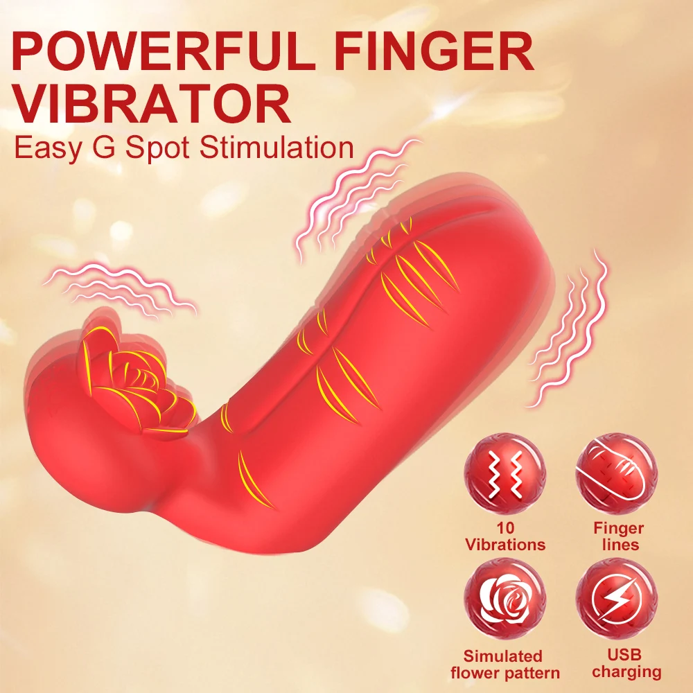 Finger Vibrator G Spot Clitoral Stimulator Rose Toy 10 Vibration Nipple Massager Masturbator Female Couple Adult Sex Toys 18+ - Image 5