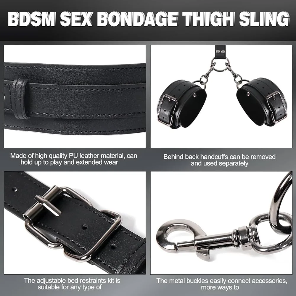 Erotic Toys Kits Adjustable Bondage Reverse Handcuffs Metal Anal Hook Binding Belt Sets Sex Toy For Couples BDSM Adult Toys - Image 4