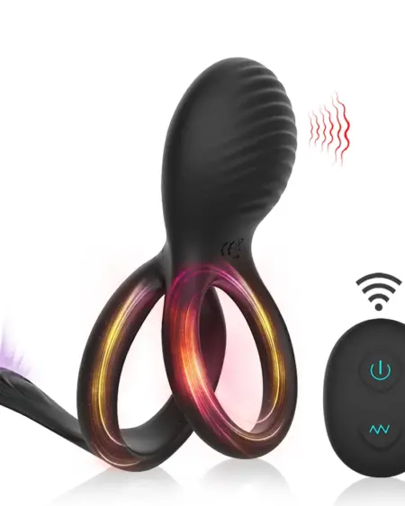 Vibrating Dual Penis Ring Premium Stretchy Soft Cock Ring 7 Vibration Modes Erection Enhancing Sex Toys for Men and Couples Play