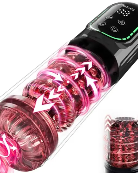 LCD Male Masturbator Penis Pump Pocket Pussies with Vacuum Pump Thrusting Rotating Vibrating Sucking 3D Stroker Mens Sex Toys