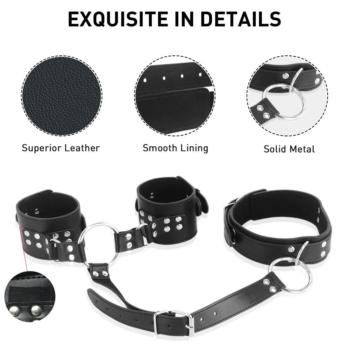 Neck to Wrist Restraints Kit with Nipple Clamps Gag Sex Toys for Women Adjustable Back Handcuffs Collar Bondage SM Sex Game Toys - Image 3