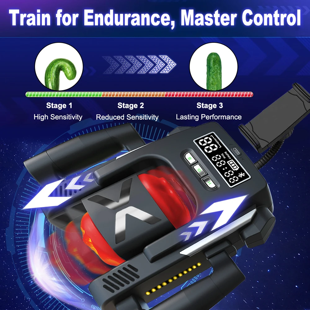 Handle Masturbator Cup Trainer Penis Stroking Telescopic Vibrating Cock Stroker Pocket Pussy Blowjob LCD Display Male Sex Toys - Image 4