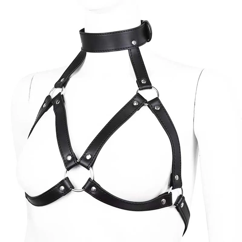 Sexy Leather Body Harness Belt with Mask BDSM Bondage Lingerie Chest Harness Strap for Enhanced Sensation - Image 4