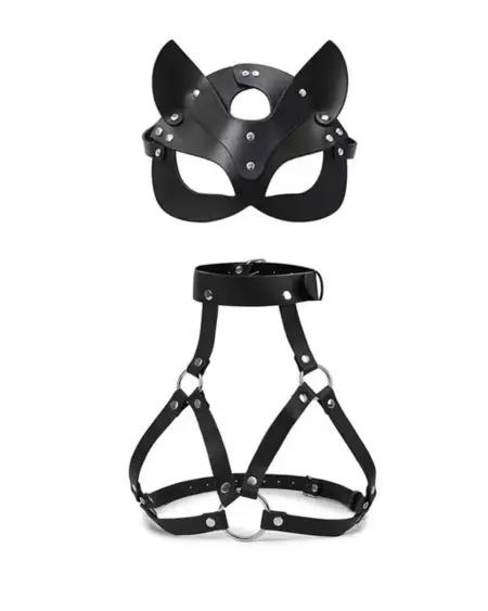Sexy Leather Body Harness Belt with Mask BDSM Bondage Lingerie Chest Harness Strap for Enhanced Sensation