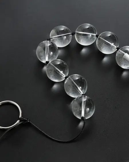 Premium Glass Anal Beads Crystal Balls – Unisex Butt Plug with Finger Loop, Smooth Big Adult Erotic Toys for Men/Women Safe Sex