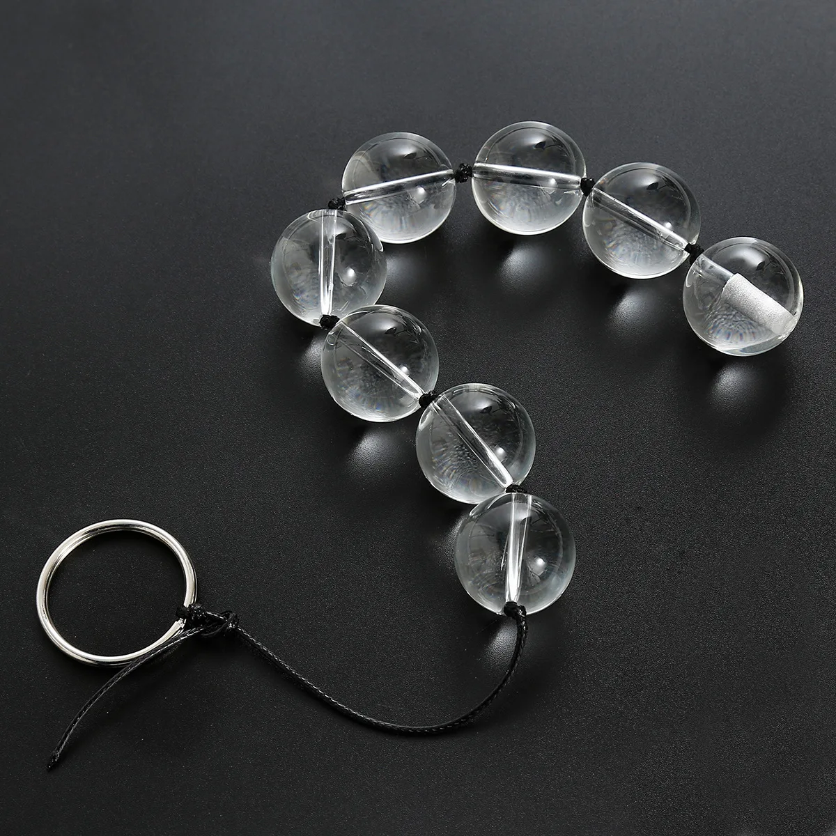 Premium Glass Anal Beads Crystal Balls – Unisex Butt Plug with Finger Loop, Smooth Big Adult Erotic Toys for Men/Women Safe Sex