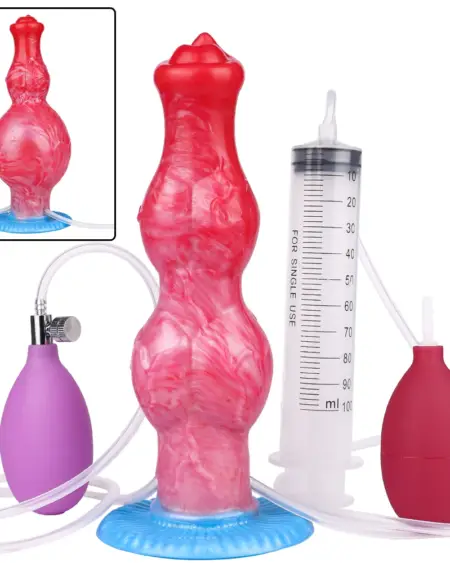 Large Ejaculation Dildo with Two Knot Inflatable Anal Plug  Squirting Penis Vaginal Masturbation Adult Sex Toys Unisex