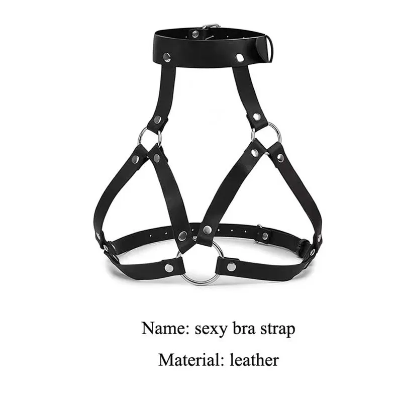 Sexy Leather Body Harness Belt with Mask BDSM Bondage Lingerie Chest Harness Strap for Enhanced Sensation - Image 2