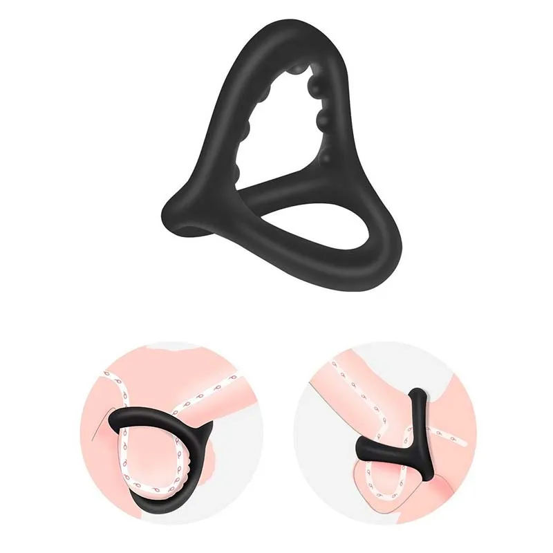Silicone Penis Rings Cock Ring Erection Enhancing Triangular Penis Ring With Massage Beads Delayed Ejaculation Sex Toys For Men - Image 2