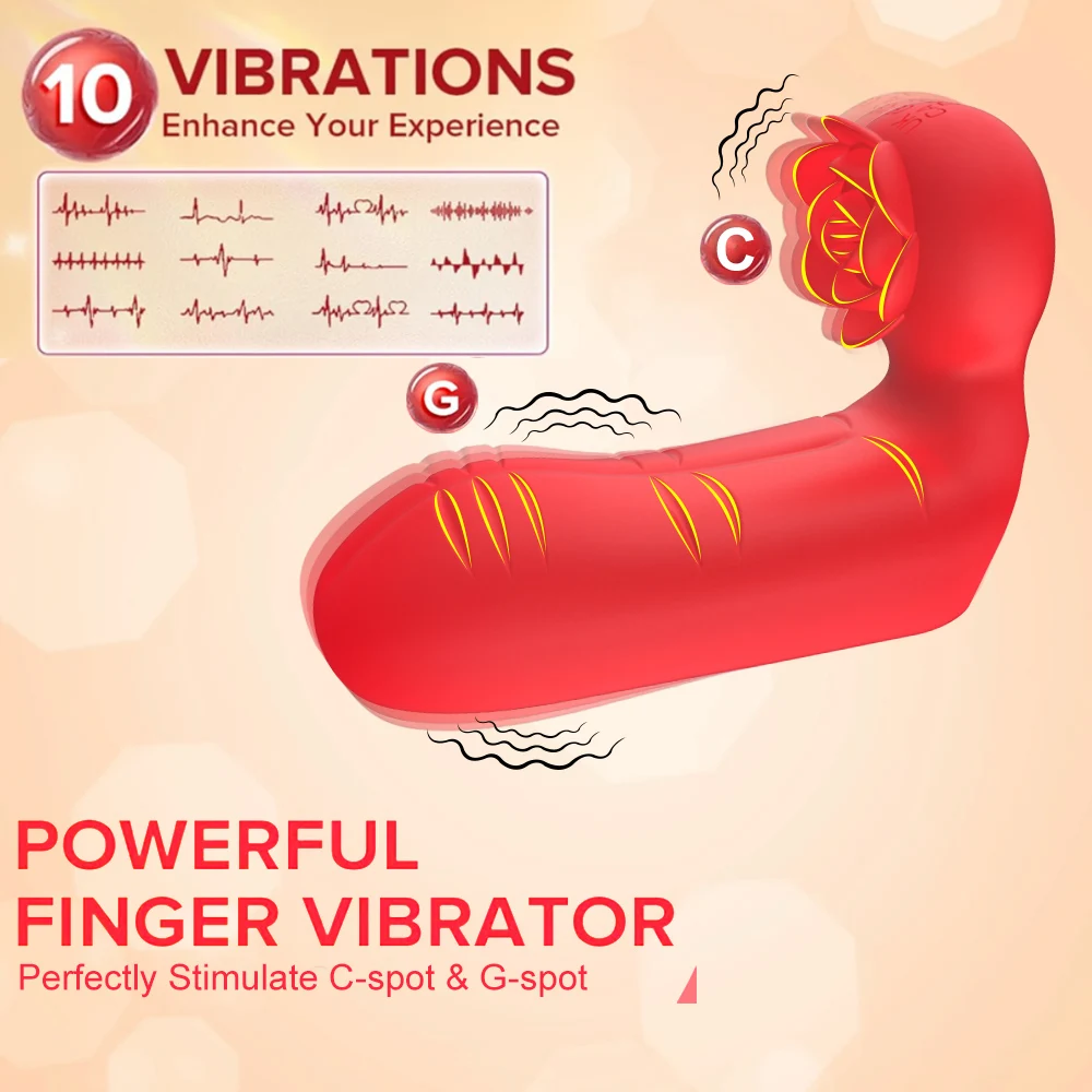 Finger Vibrator G Spot Clitoral Stimulator Rose Toy 10 Vibration Nipple Massager Masturbator Female Couple Adult Sex Toys 18+ - Image 6