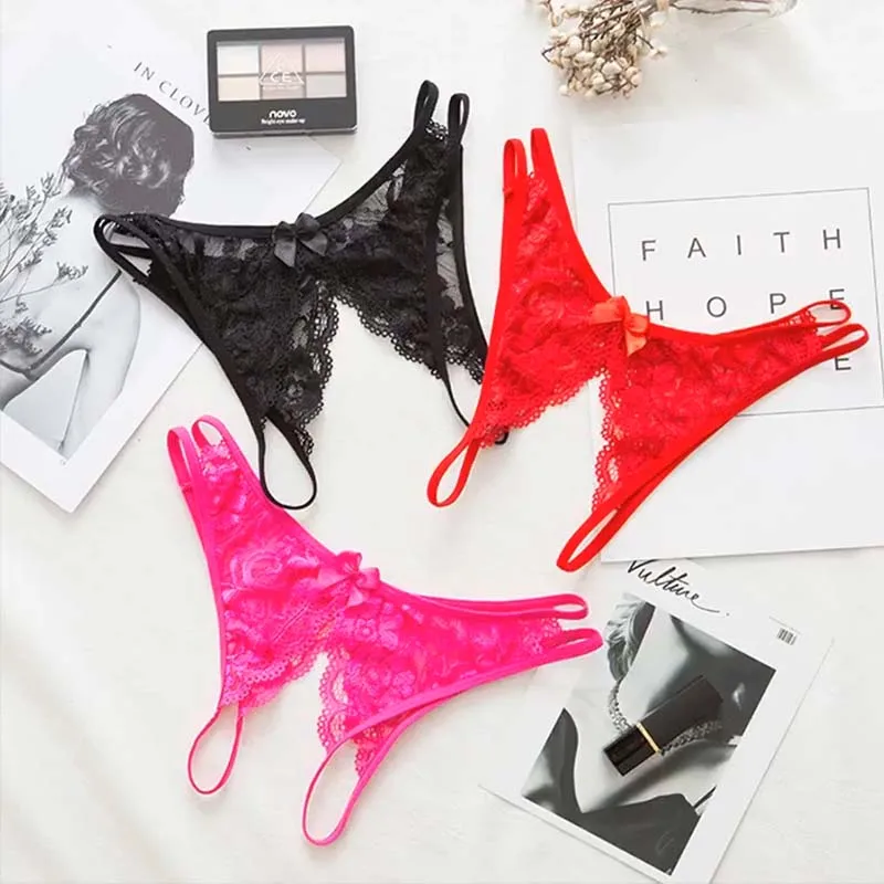 Plus Size Lace Transparent G-string Open Crotch Thong Sexy Women's Erotic Underwear Feminine Lingerie for Adult Sizes - Image 2