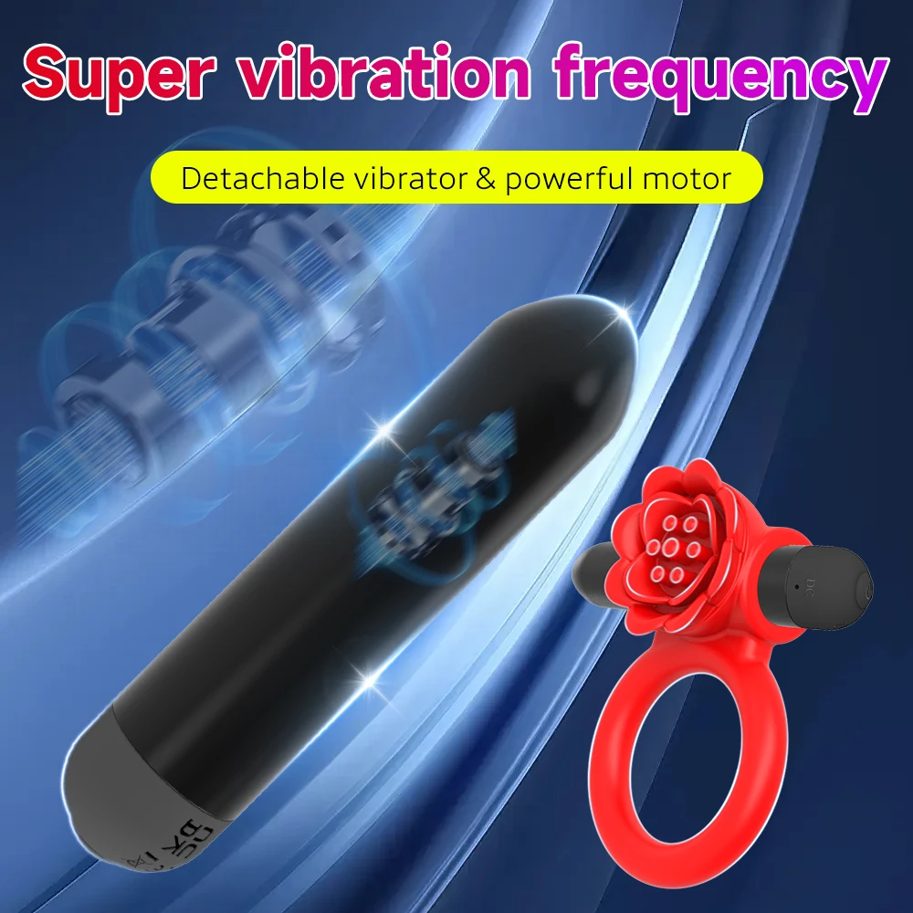 Rose Penis Ring Sex Toy for Man 10 Vibrations Pleasure Cock Rings Vibrator Clitoris Nipple G Spot Stimulator Adult Couples Goods - Image 3