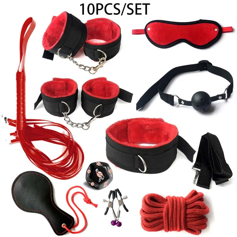 Erotic BDSM Kits for Couples - Sex Bondage Set with Handcuffs Gag Whip Nipple Clamps Anal Butt Plug Tail - Adult Toys for Women - Image 12