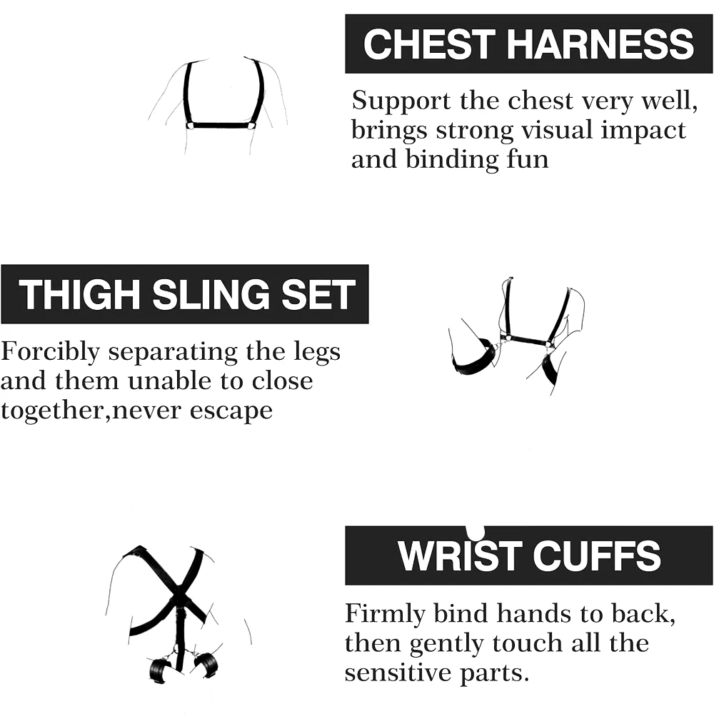 Erotic Toys Kits Adjustable Bondage Reverse Handcuffs Metal Anal Hook Binding Belt Sets Sex Toy For Couples BDSM Adult Toys - Image 5