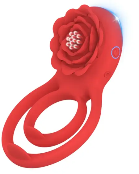 Rose Toy Dual Cock Rings Vibrator Strong Vibrating Clit Nipple Stimulator for Women Delay Ejaculation Penisring Sex Toys for Men