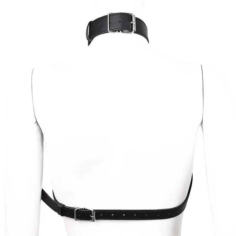 Sexy Leather Body Harness Belt with Mask BDSM Bondage Lingerie Chest Harness Strap for Enhanced Sensation - Image 5