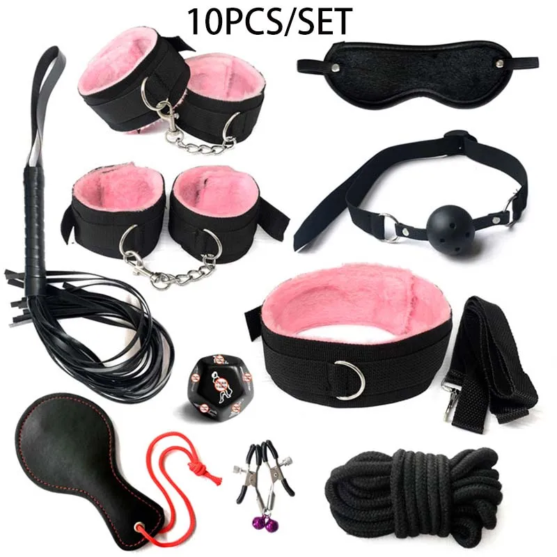 Erotic BDSM Kits for Couples - Sex Bondage Set with Handcuffs Gag Whip Nipple Clamps Anal Butt Plug Tail - Adult Toys for Women - Image 15