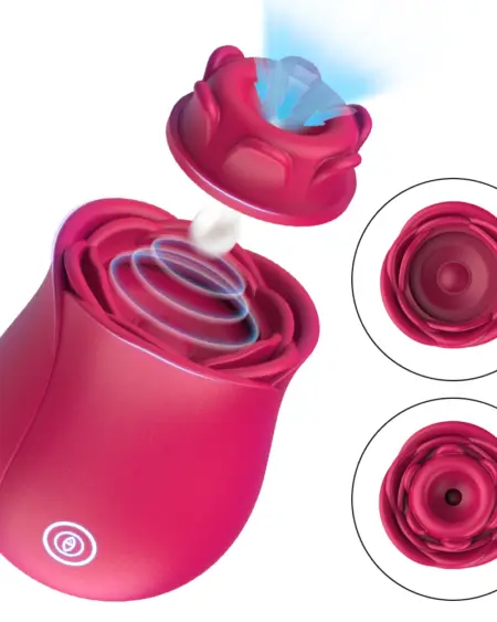 2 in 1 Rose Toys Vibrator for Women 10 Sucking Tapping Modes Removable Head for Clit Clitoral Nipple Stimulation Adult Sex Toy