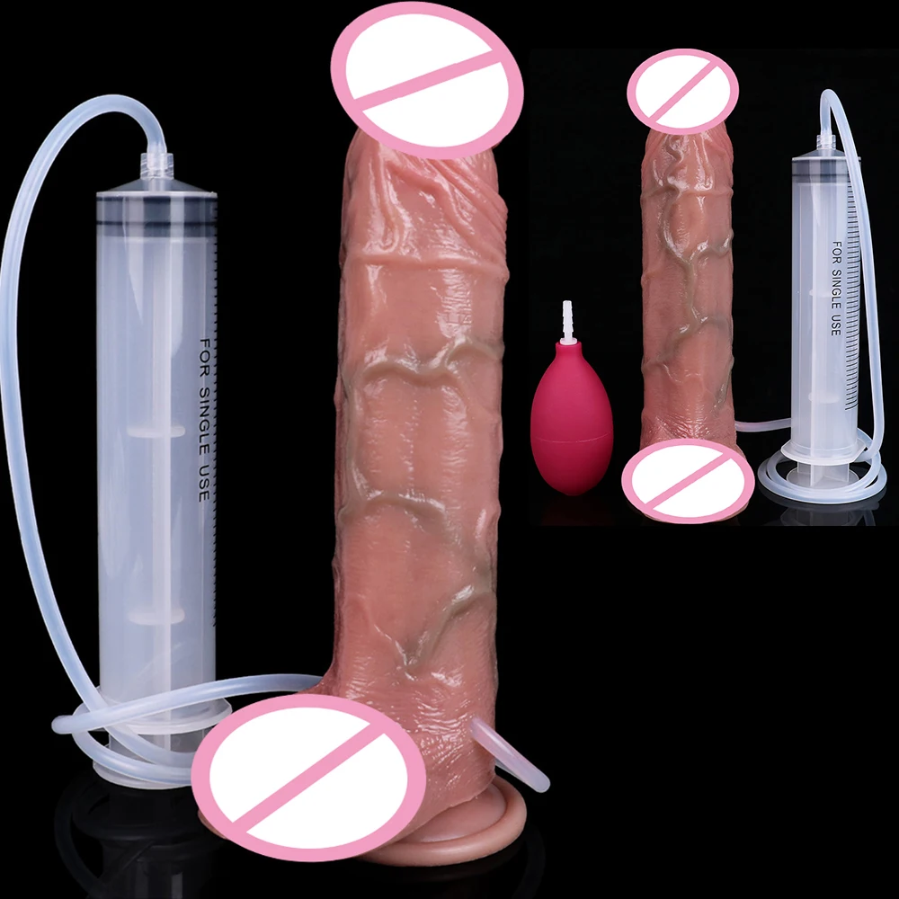 Deep Veins Ultra Squirting Dildo Silicone Skin Touch Long Ejaculating Butt Plug For Men Women G-Spot Stimulate 18+ Sex Toys
