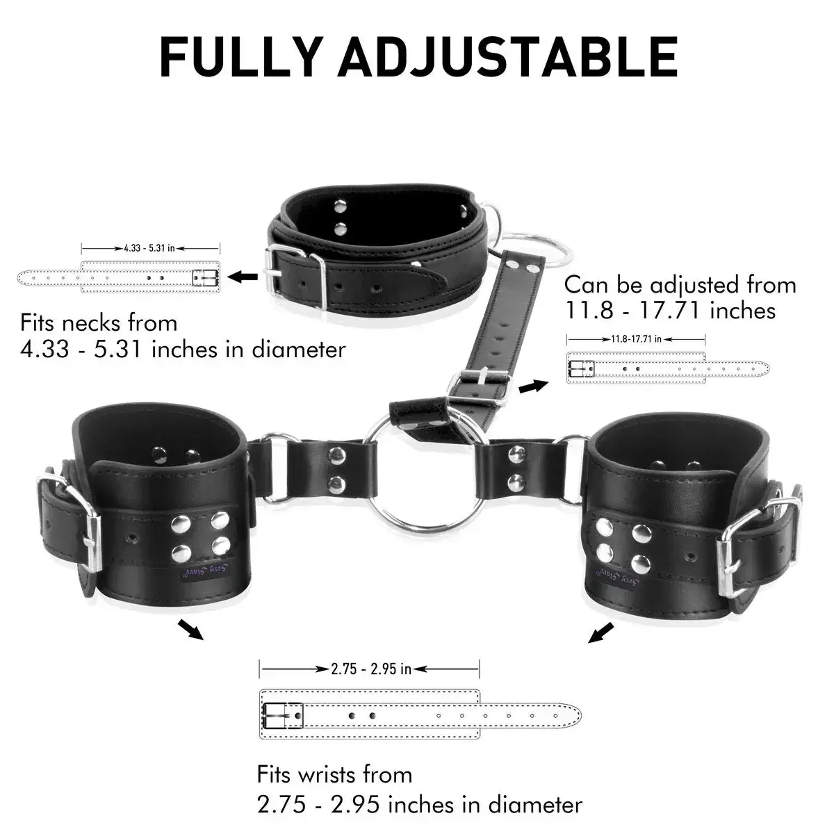 Neck to Wrist Restraints Kit with Nipple Clamps Gag Sex Toys for Women Adjustable Back Handcuffs Collar Bondage SM Sex Game Toys - Image 4