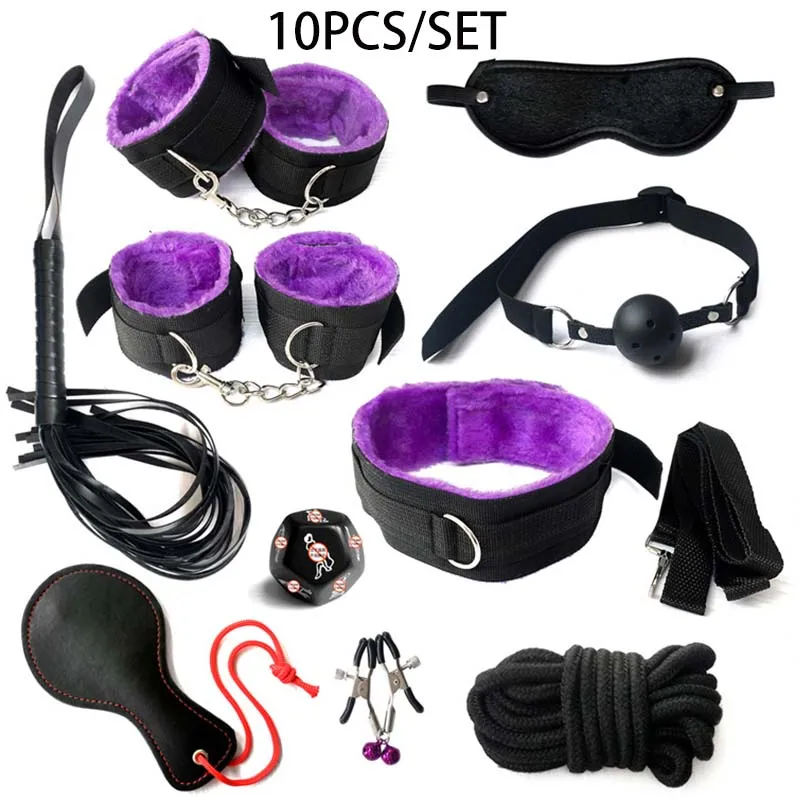 Erotic BDSM Kits for Couples - Sex Bondage Set with Handcuffs Gag Whip Nipple Clamps Anal Butt Plug Tail - Adult Toys for Women - Image 11