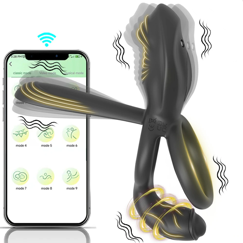 Penis Ring Vibrator For Men Delay Ejaculation G Spot Stimulation Clitoral Cock Ring 9 Vibrating Adult Sex Toy for Couples