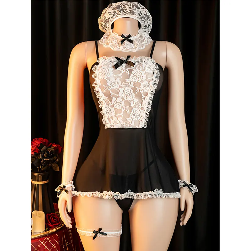 Crotchless Sexy Play Set Adult Women Desire Lingerie Erotic Suit For bold Intercourse Transparent Lace Uniform Secret Underwear - Image 2