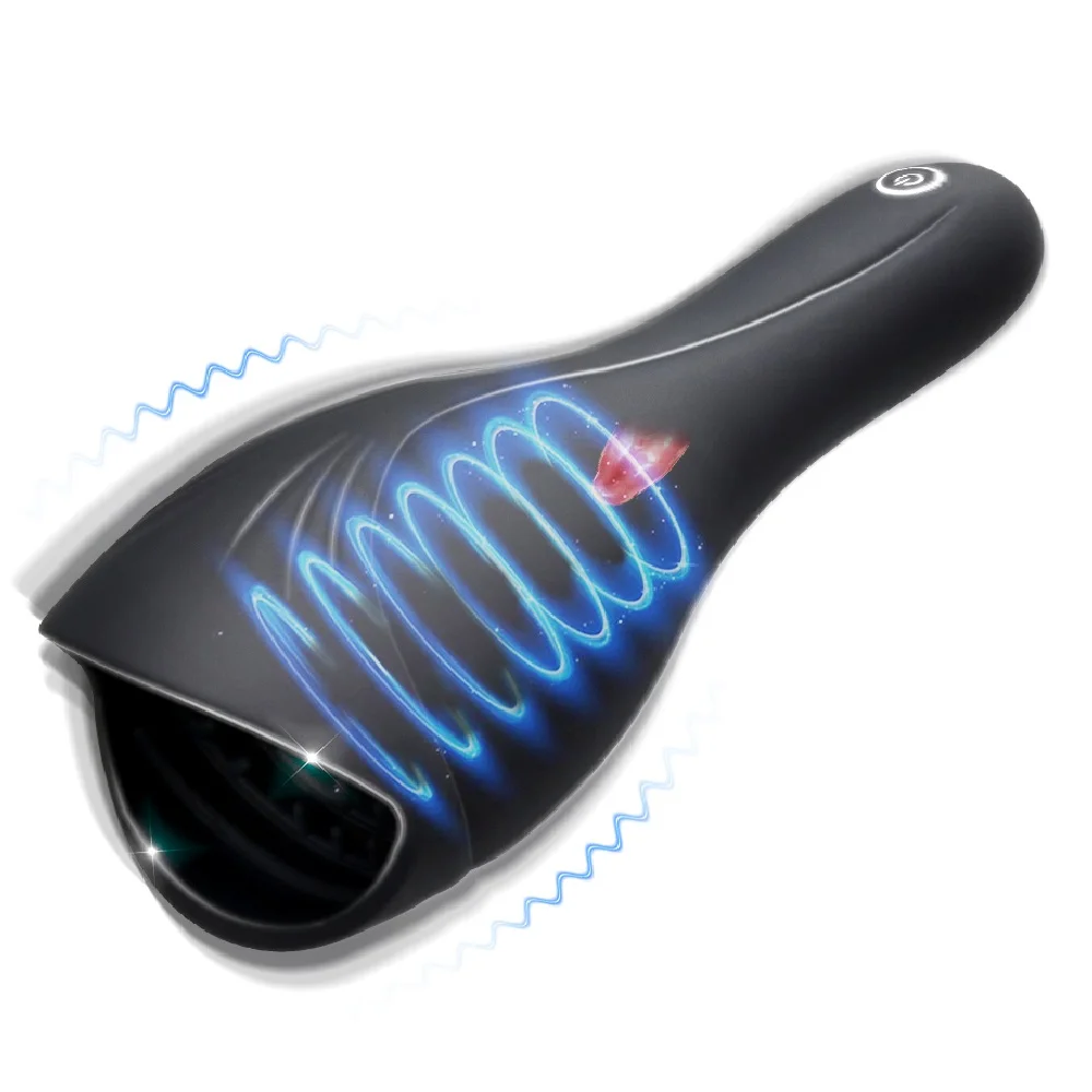 Powerful Vibrating Tongue Licking Vibrator Male Glan Massager Delay Stamina Trainer Oral Sex Climax Masturbation Sex Toy for Men