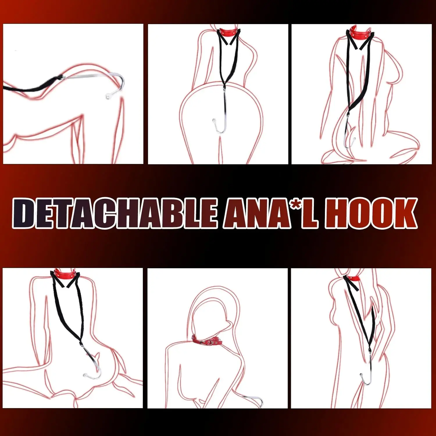 SM Couple Anal Hook Sex Bondage Restraint Set BDSM Leather Chain Stainless Steel Adult Sex Toys For Men Adjustable Harness - Image 2