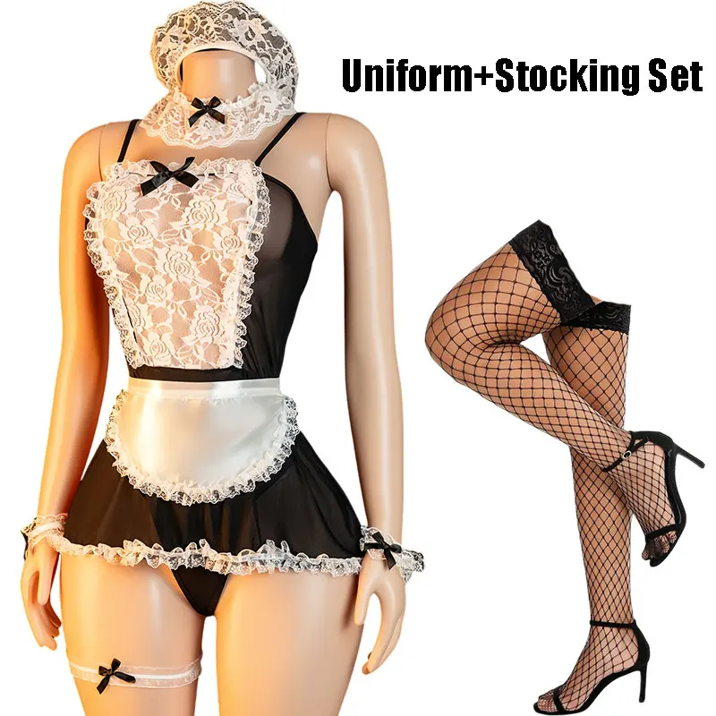 Crotchless Sexy Play Set Adult Women Desire Lingerie Erotic Suit For bold Intercourse Transparent Lace Uniform Secret Underwear - Image 7