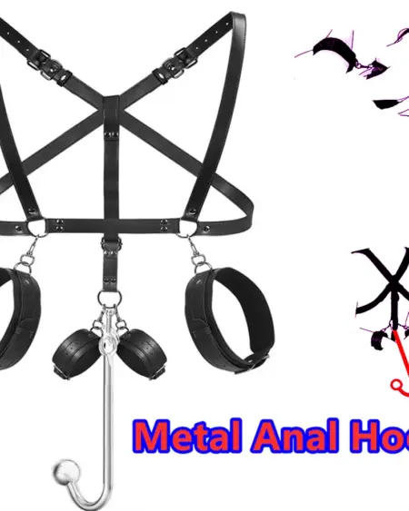 Erotic Toys Kits Adjustable Bondage Reverse Handcuffs Metal Anal Hook Binding Belt Sets Sex Toy For Couples BDSM Adult Toys