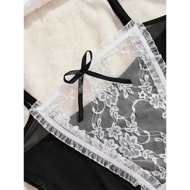 Crotchless Costumes Sexy Maid Dresses Erotic Bsby Doll Dress Cosplay Uniform Woman Hot Sale Lingerie sheer Adult Female Clothing - Image 6