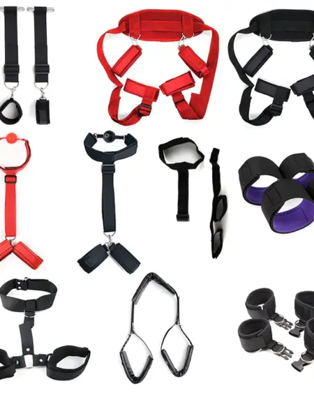 Bdsm Bondage Set Restraint Adult Game Handcuff Neck Collar Wrist Mouth Gag Strap Fetish SM Sex Toy For Woman Couples No Vibrator
