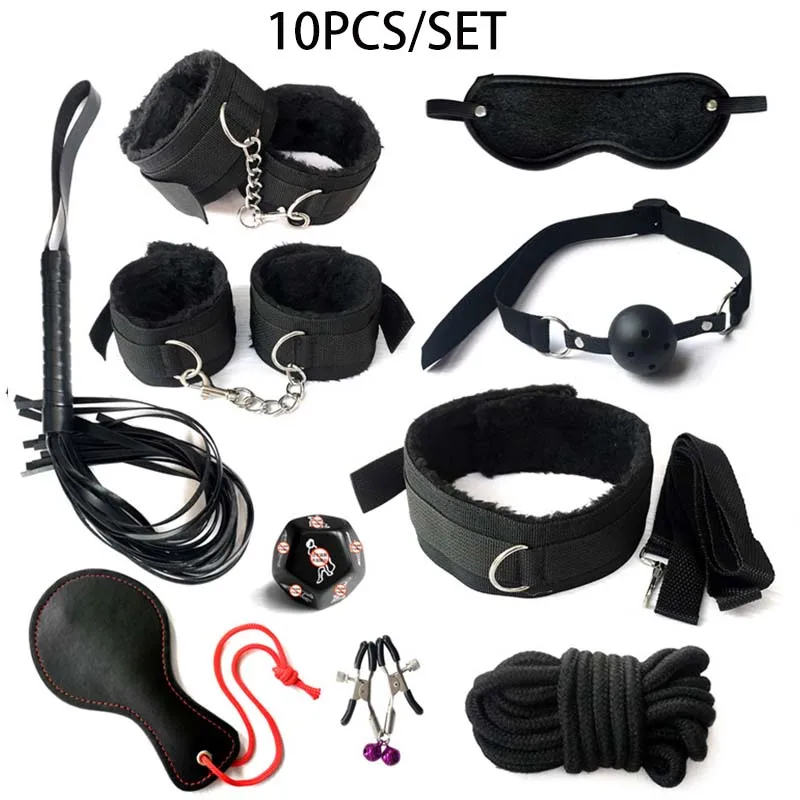 Erotic BDSM Kits for Couples - Sex Bondage Set with Handcuffs Gag Whip Nipple Clamps Anal Butt Plug Tail - Adult Toys for Women - Image 10
