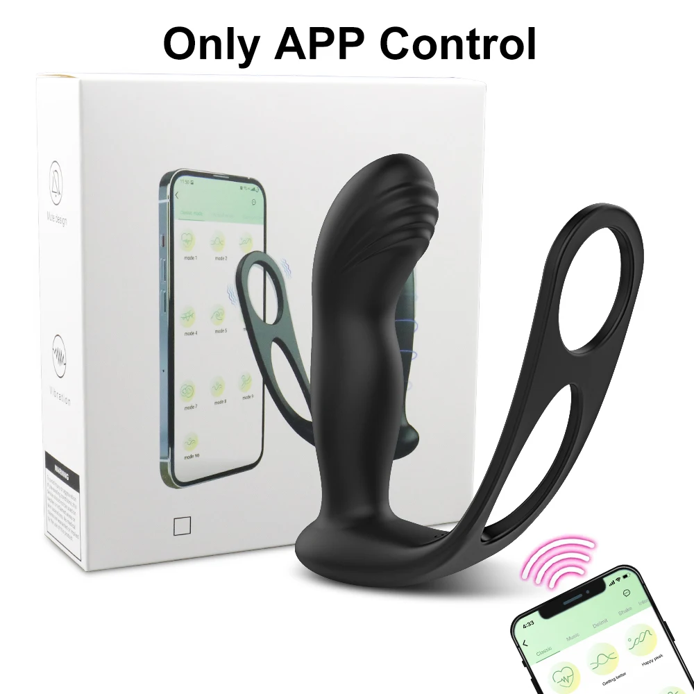 Male APP Anal Vibrator 3 in 1 Vibrating Cock Ring G Spot Prostate Massager 10 Speed Butt Plug Stimulator Couples Sex Toy for Men - Image 8