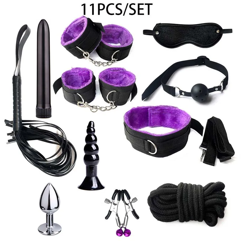 Erotic BDSM Kits for Couples - Sex Bondage Set with Handcuffs Gag Whip Nipple Clamps Anal Butt Plug Tail - Adult Toys for Women - Image 8